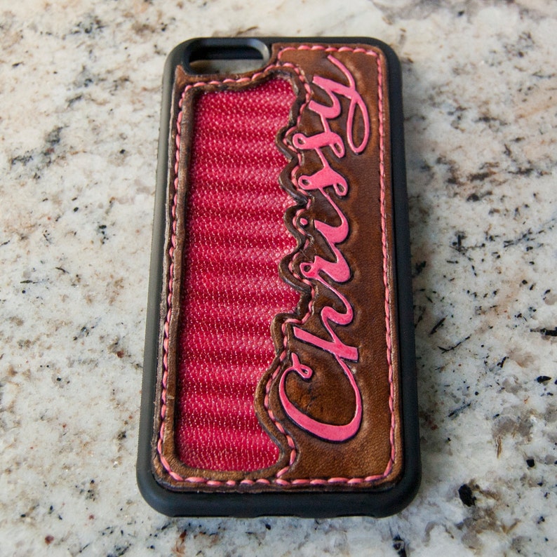 Tooled PINK Stingray Leather Iphone Case | Etsy