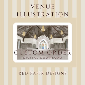Custom Wedding Venue Illustration Digital Download – Watercolor or Sketch Style – Personalized Wedding Gift – Venue Portrait Art