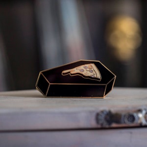 Pizza Coffin Pin - black and gold