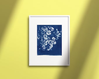 Original Cyanotype - Flowers in blue - Hand made - Unique piece of art