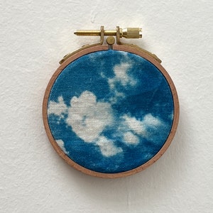Cyanotype on fabric stretched on an embroidery hoop handmade image 9