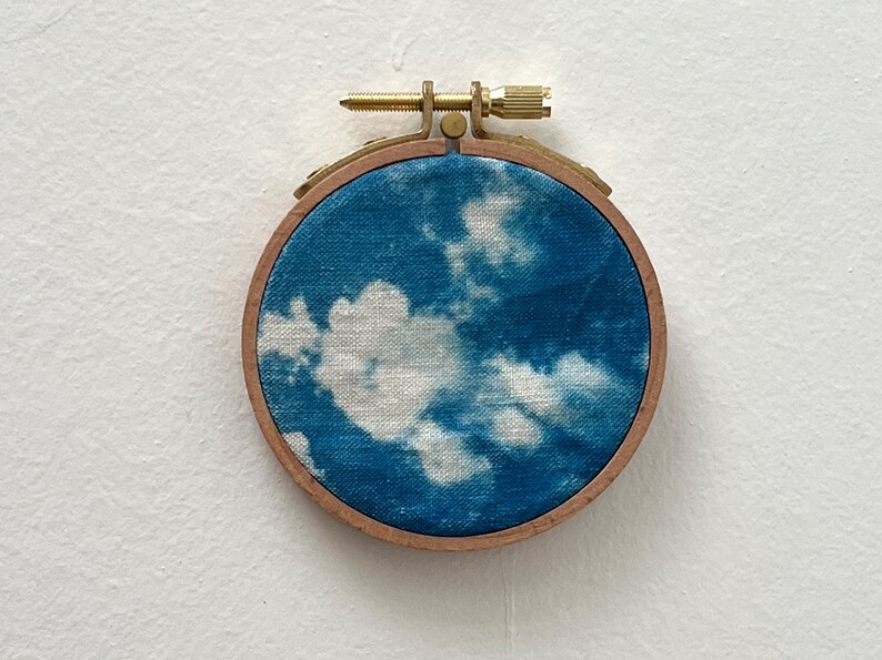 Cyanotype on fabric stretched on an embroidery hoop handmade image 9