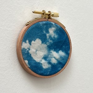 Cyanotype on fabric stretched on an embroidery hoop handmade image 8