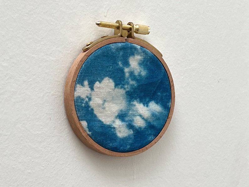 Cyanotype on fabric stretched on an embroidery hoop handmade image 8