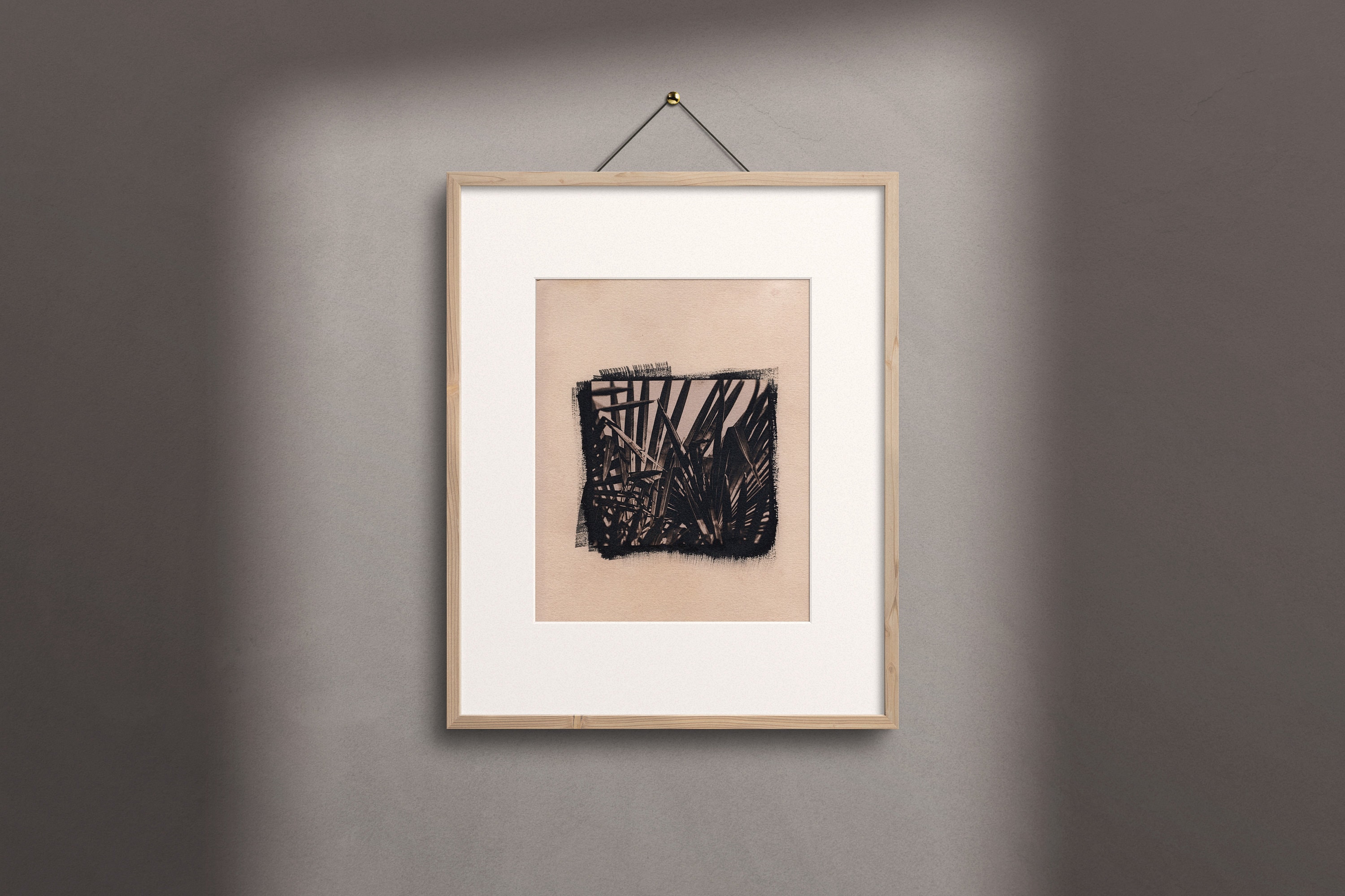 Original Cyanotype - Sepia Palm Trees Hand Made Unique Piece Of Art