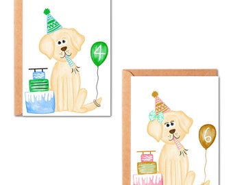 Dog Birthday Card, Hand Made Greeting Cards, 1st Birthday, Granddaughter Gift,
