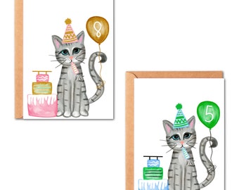 Cat Birthday Card, Cat Themed Gifts, First Birthday, Cat Lover Gift,