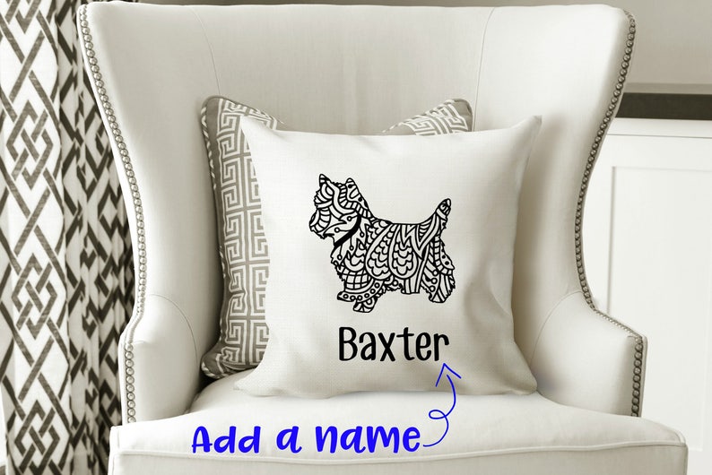 Westie Pillow Cover Westie Mandala Dog Decor Pet Name Etsy
