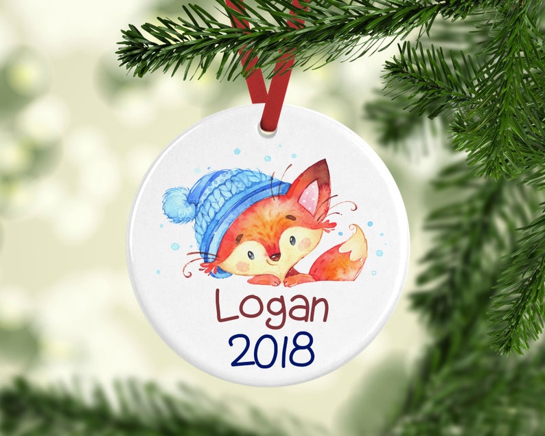 Kids Ornament Fox Christmas Ornament Personalized Christmas Ornament,Stocking Stuffer Baby Boy Gift Boy Christmas Ornament Fox Ornament