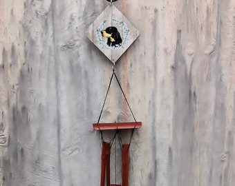 Coonhound Windchimes, Black and Tan, Dog image, Windchimes, Outdoor Decor, Bamboo. Housewarming Gift, Hunting Dog