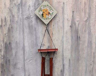 Airedale Windchimes, Terrier, Dog image, Windchimes, Outdoor Decor, Bamboo. Housewarming Gift