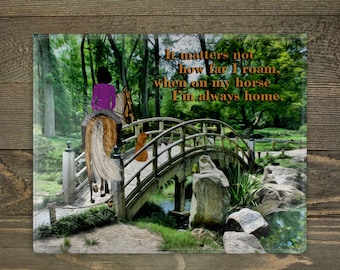 Artistic Horse  on Bridge Image Cutting Board, Kitchen Decor, Cutting Board, Countertop Art, Horse Decor, Dogs