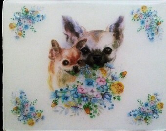 Chihuahua Cutting Board, Dog Image, Cutting Board, Kitchen Decor,  Home Decor, Countertop Art, Home Decor, Floral