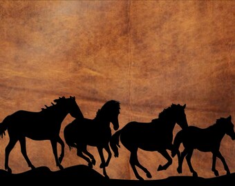 Running Horse Silhouette Cutting Board, Kitchen Decor, Cutting Board, Western Image, Western Decor, Countertop Art, Horse Decor, Horse Lover