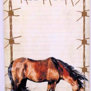 Dry Erase Board with Horse, Bay Horse, Illustration, Stocking Stuffer, Gift under 20, Horse Lover, Rustic, Barbed Wire