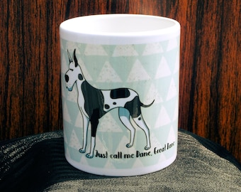 Great Dane Mug, Coffee Mug, Dog Gift, Dog Cup, Dog Lover, Gift, Friendship Gift, Whimsical, Cartoon Great Dane, Large Dog, Humorous Mug