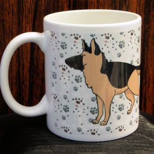 Pastor alemán de dibujos animados, taza de café, regalo de perro, taza de perro, amante del perro, regalo, regalo de amistad, caprichoso, perro de dibujos animados, taza de pastor alemán