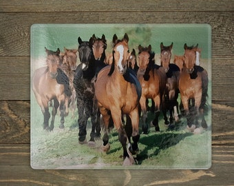 Horse Herd Image Cutting Board, Kitchen Decor, Cutting Board, Western Image, Western Decor, Countertop Art, Horse Decor, Cowboy