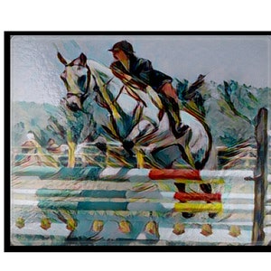 English Jumping Horse, Cutting Board, Countertop Art, Kitchen Decor, Horse Decor, Horse Lover, Trainer Gift,  Jumper, English Riding