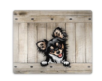 Longhaired Chihuahua Cutting Board, Dog Image, Cutting Board, Kitchen Decor,  Home Decor, Countertop Art, Home Decor, Floral