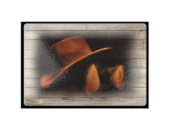 Western Hat and Boots Image Cutting Board, Kitchen Decor, Cutting Board, Western Image, Western Decor, Countertop Art, Horse Decor, Cowboy