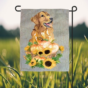 Garden Flag with Golden Retriever, Yard Sign, Dog Lover Gift, Garden Decor,Personalized, Pet Decor, Pet Lover, Housewarming Gift, Fall Decor