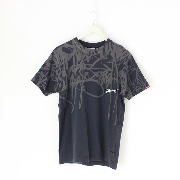 Y2K Billabong Scribble Crew Neck Black Short Sleeve Australian Surf Shirt