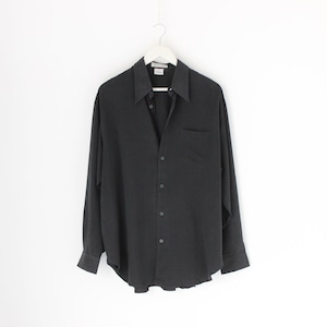 80s PURE SILK Matte Blue Black Fuji Weave Minimal Long Sleeve Button Up Collared Vintage Mens Shirt / Unisex