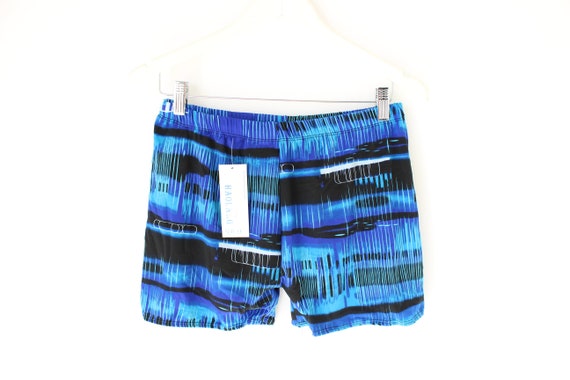 80s Psychedelic Optical Stretch Lycra Mens Swim S… - image 2