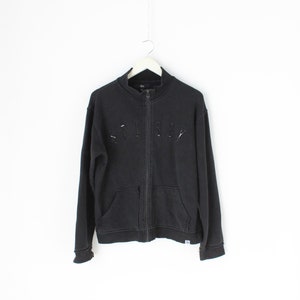 Y2K Stussy Cotton Fleece Skater / Grunge Fitted Zip Front Sweatshirt