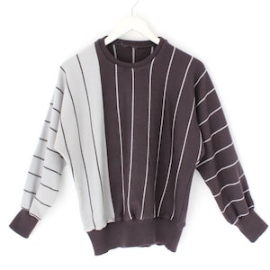 90s Striped Grey / Black Skater / Grunge Slouchy Vintage Pullover Sweater