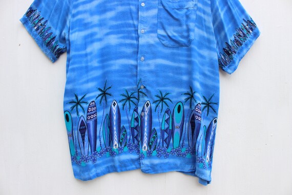 90s HAWAIIAN Surf Board Printed Rayon Gauze Loud … - image 3