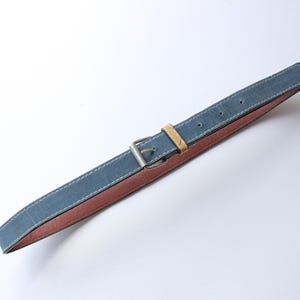 80s Vintage Grunge Vinyl & Felt Half/Half Contrast Belt w/ Contrast Stitching