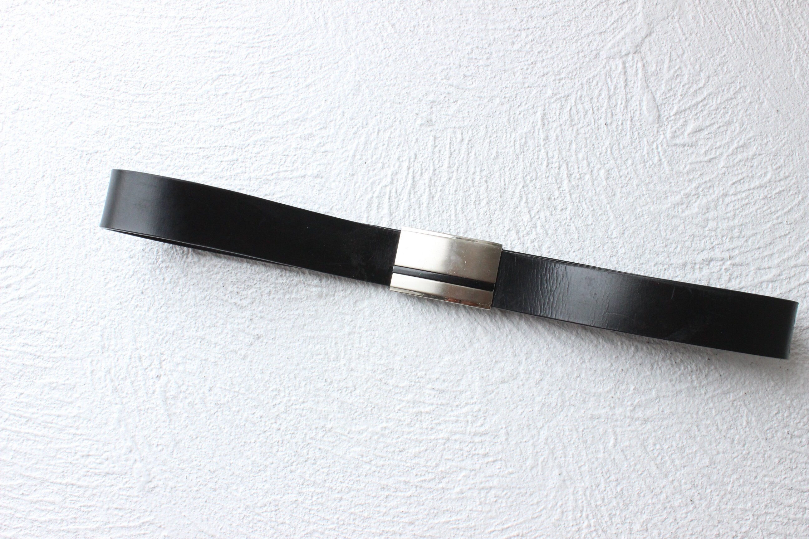 【信頼】 Genuine 2000s Black Buckle Square Silver With Belt Leather 小物