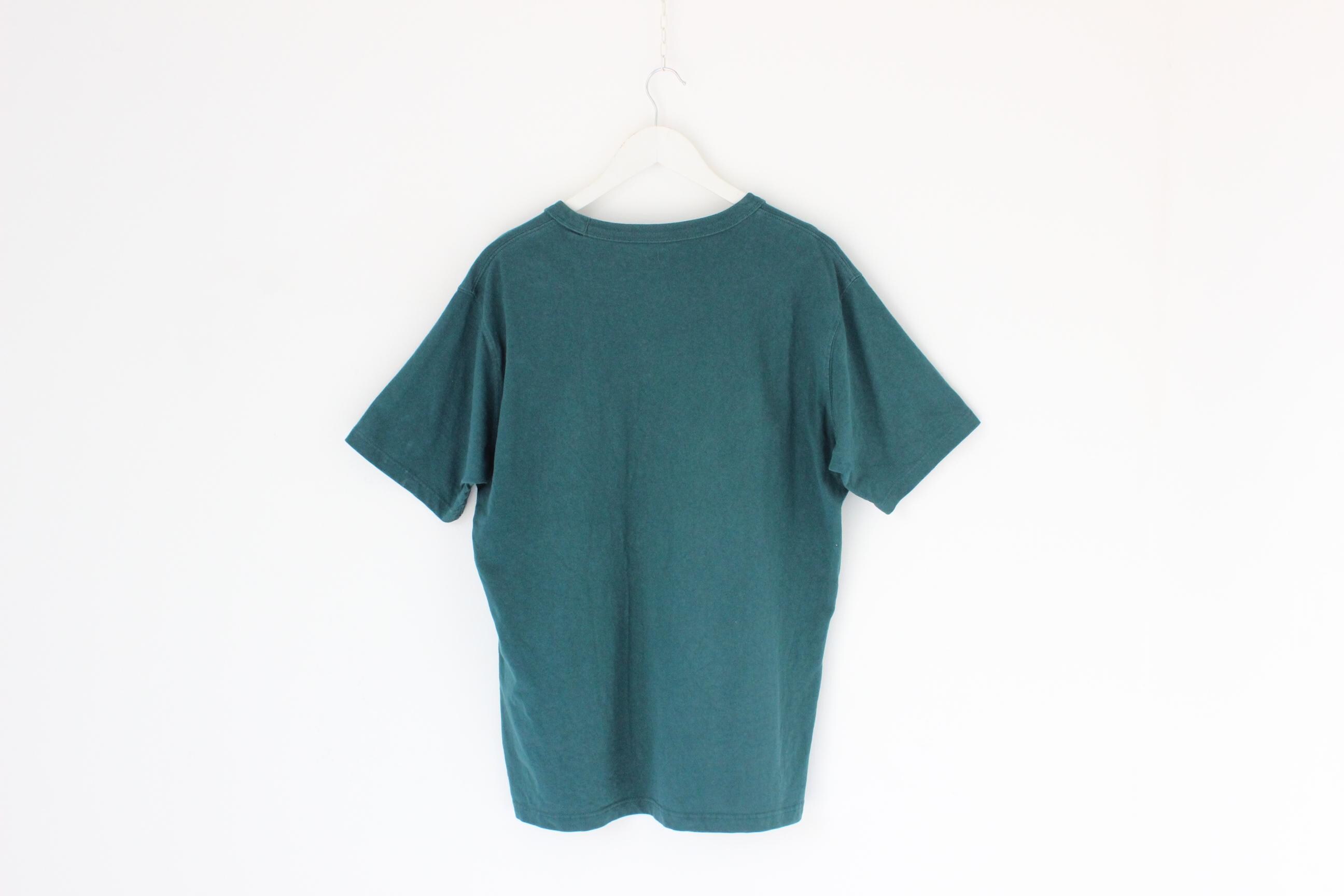 Old Uniqlo Forest Green Boxy Thick Cotton Vintage Plain T Shirt 
