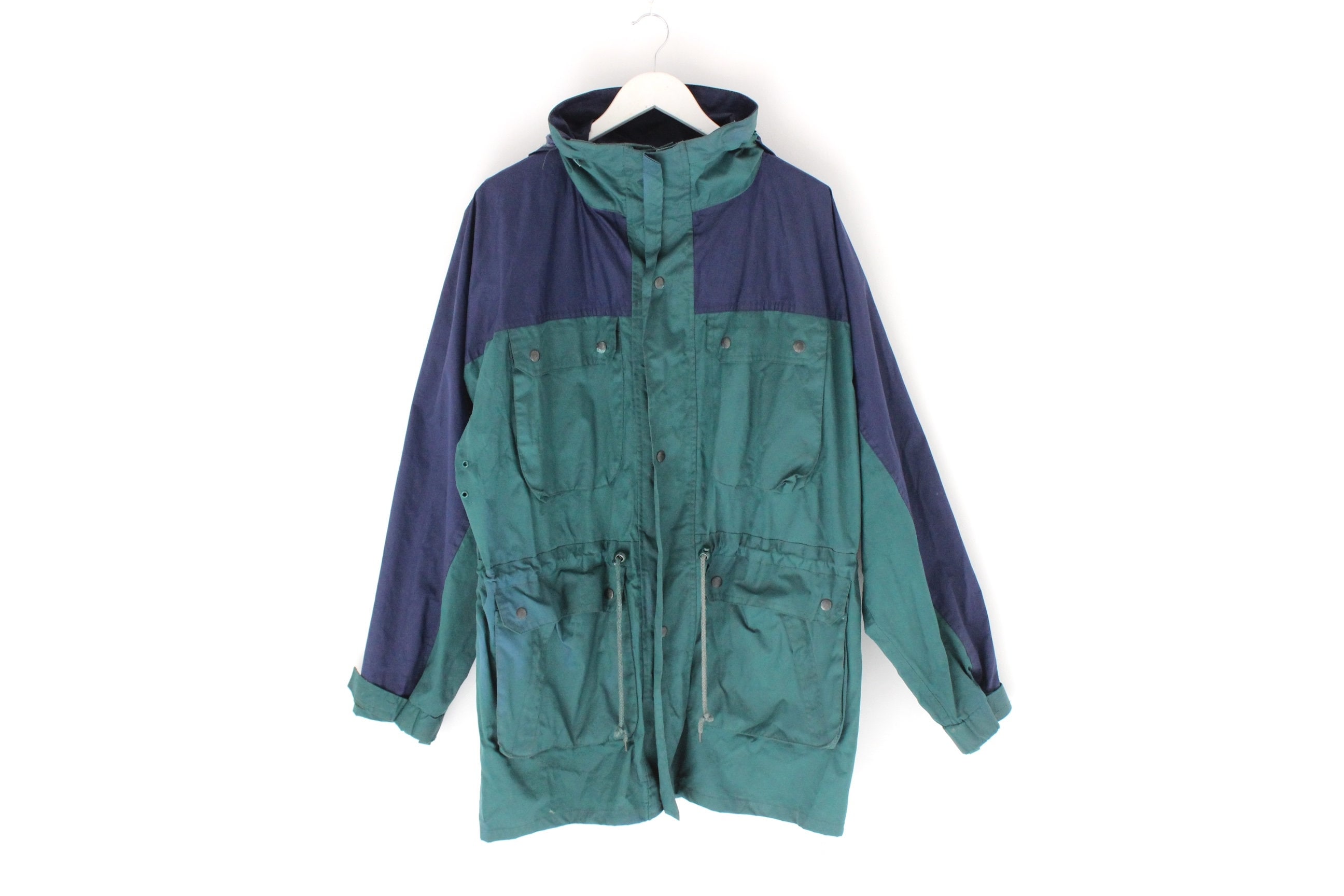Vintage 1980s Yellow Fishing Rain Jacket Coat Rubber Heavy Duty International Sportswear Made in USA Newport Maine
