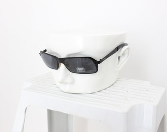 90s VERSUS - By GIANNI VERSACE Futuristic / Sci Fi Matte Black Metal Minimal Vintage Designer Sunglasses - Unisex
