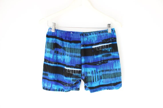 80s Psychedelic Optical Stretch Lycra Mens Swim S… - image 1