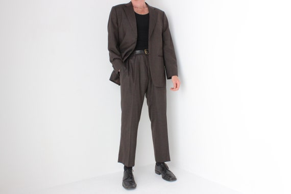 2000s Custom Tailored Dark Brown Relaxed Boxy Tai… - image 1