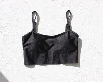 Glossy Shimmer Spandex Cropped Workout Bralet Crop Top by Aim'n