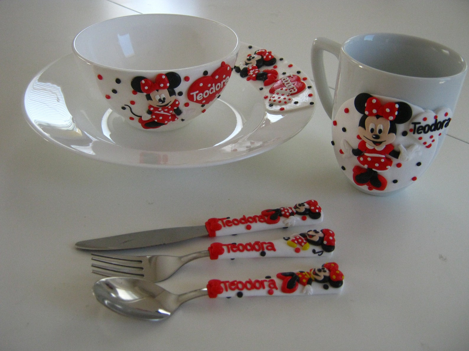 Children's 4 pc Dinner Set Minnie Mouse Dinner set Etsy