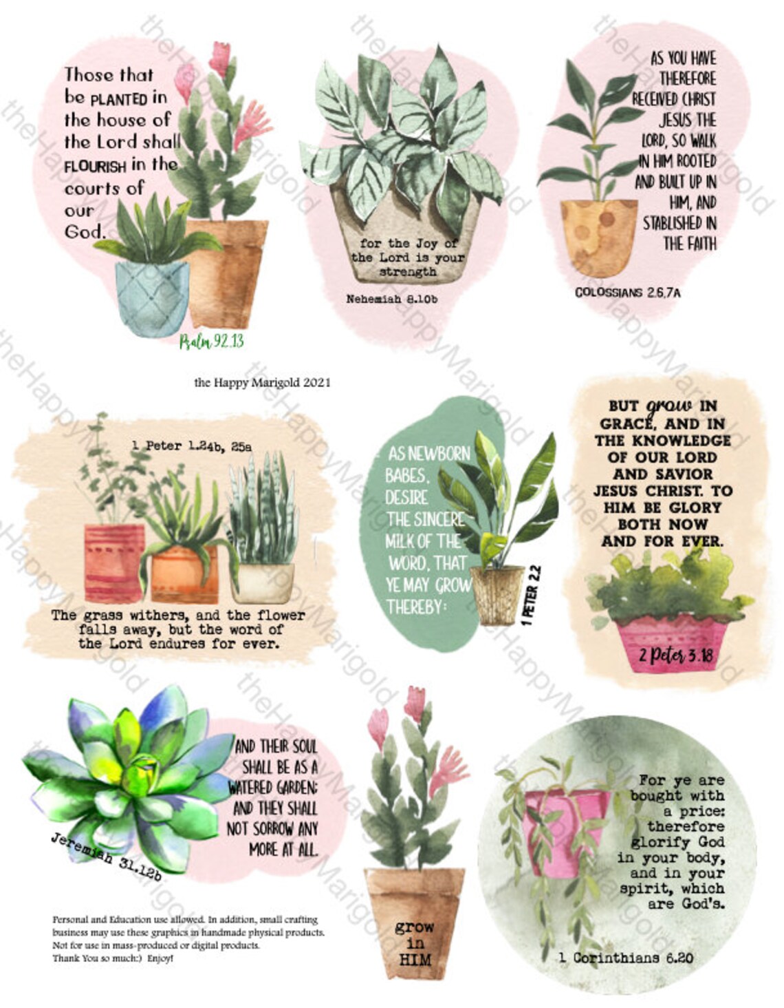 Digitalplant and Succulent Bible Verse Cards Etsy New Zealand