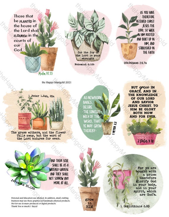 Digitalplant and Succulent Bible Verse Cards Etsy