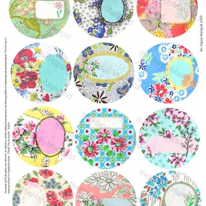 May include: Twelve round printable labels with vintage floral patterns and blank spaces for text. The labels are perfect for adding a touch of vintage charm to your crafts, gifts, or home decor.