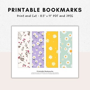 Floral Printable Bookmarks, Flower Pattern Bookmarks, Colorful Bookmarks, Print Your Own Bookmarks, DIY Bookmarks, Digital Download