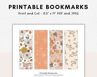 Marcapáginas florales imprimibles, Marcapáginas con estampado de flores, Marcapáginas coloridos, Imprime tus propios marcapáginas, Marcapáginas DIY, Descarga digital