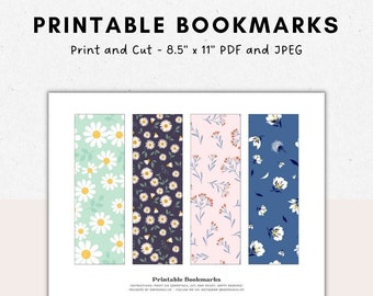 Marcadores imprimibles florales, Marcadores de patrón de flores, Marcadores coloridos, Imprima sus propios marcadores, Marcadores de bricolaje, Descarga digital