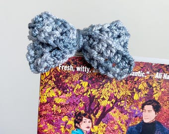 Marcapáginas de lazo de crochet hecho a mano - Clip gigante - Estilo coqueto - Regalo perfecto para amantes de los libros