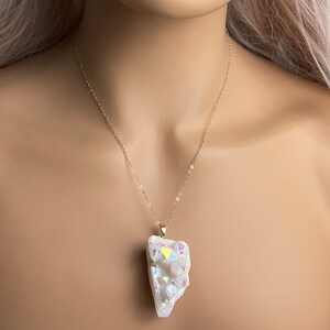 Aura Quartz Angel Teardrop Silver Bullet Pendant Necklace – My Mystic Gems