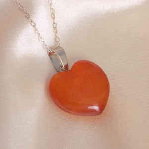 Carnelian Gemstone Necklace Silver, Heart Shaped Crystal For Layering, Boho Gifts For Her, M7-431